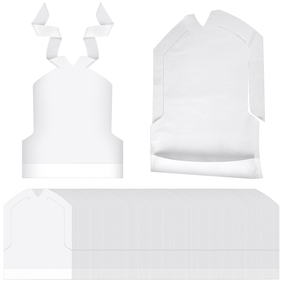 Skicuff white bulk-pack disposable bibs ready for family meals and mess protection