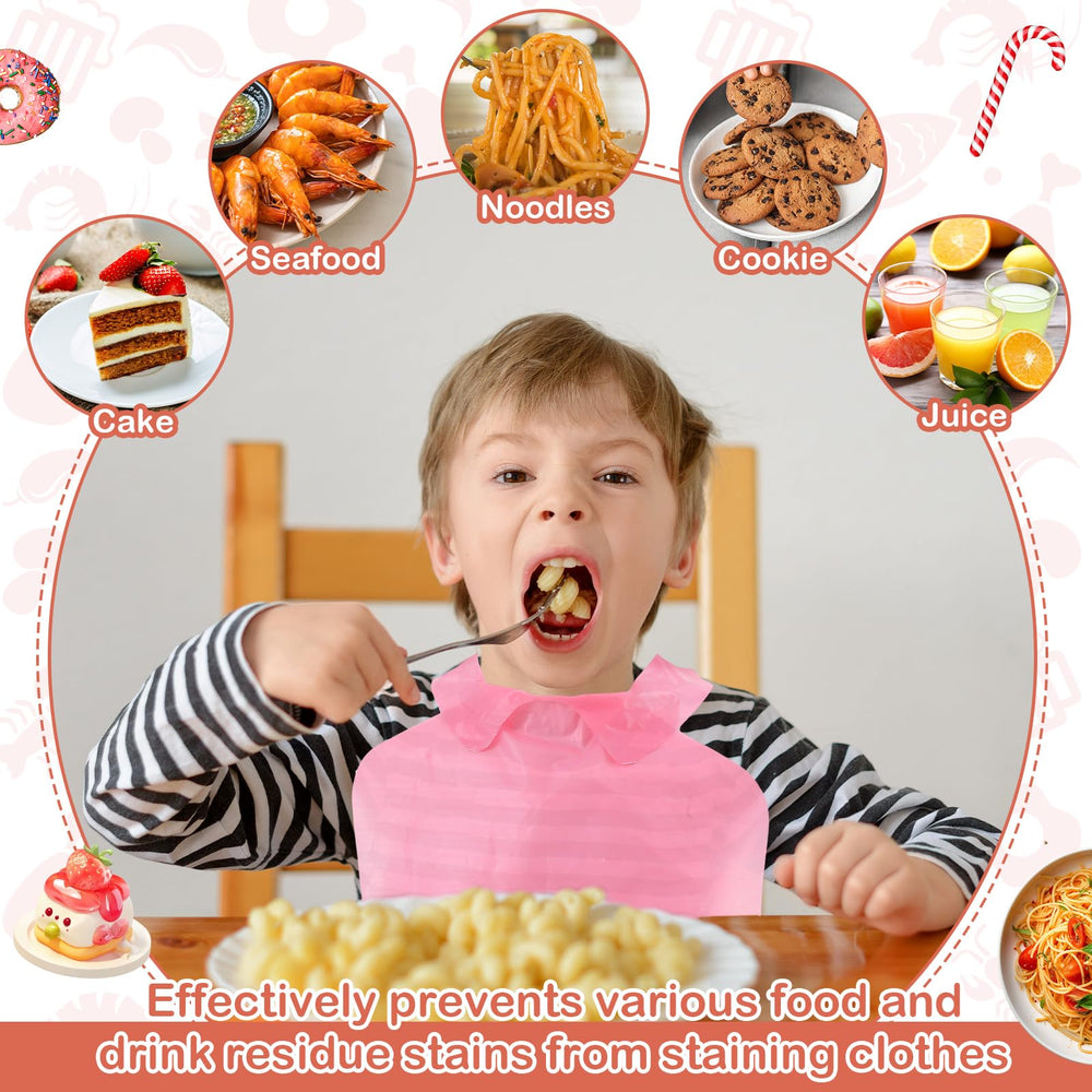 Skicuff disposable bibs neck-tie-back show easy wear for kids.