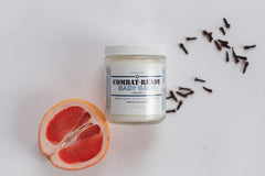 Skincando Combat Ready Baby Balm ingredients panel — highlights apricot kernel oil for gentle hydration.