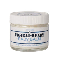 Skincando Combat Ready Skin Balm jar showcases organic moisturizing for baby and kid skin