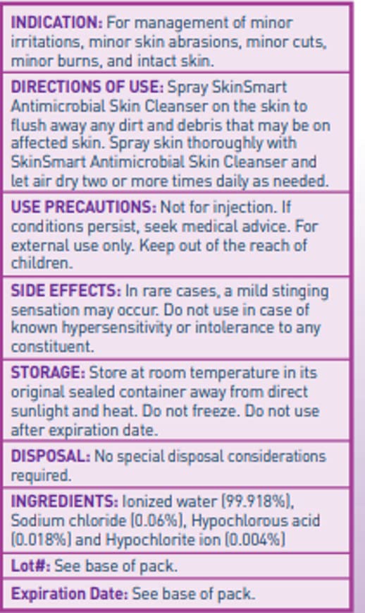 SkinSmart Hypochlorous formula closeup highlights natural HOCl ingredient for gentle skincare.