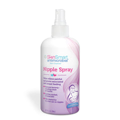SkinSmart Nipple Relief Spray bottle provides gentle non-touch soothing for breastfeeding skin.
