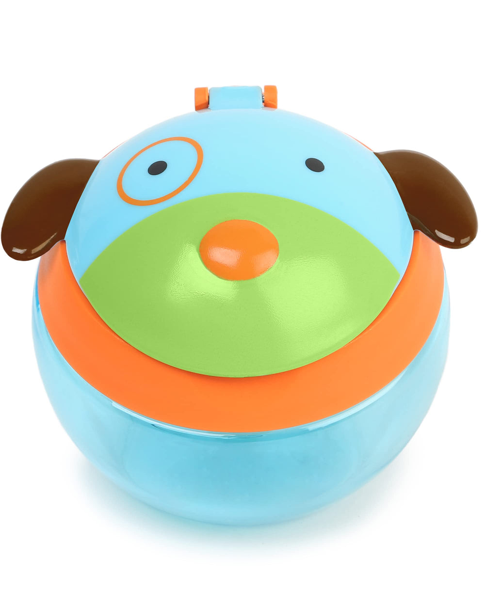 Skip Hop Baby Snack Container Dog Tether Hole enables stroller attachment.