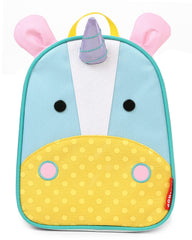 Skip Hop Zoo Unicorn backpack side view showing adjustable straps for security