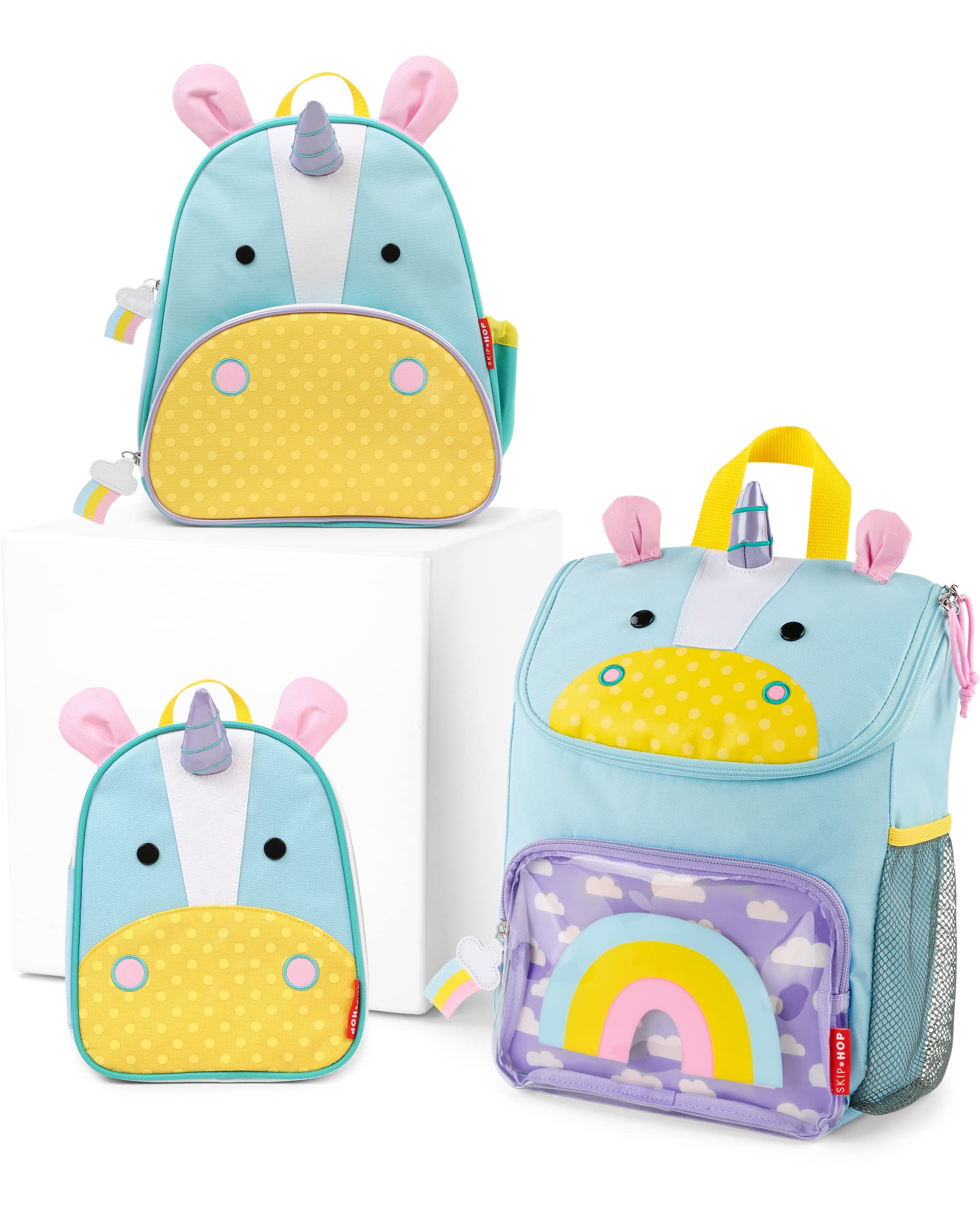 Skip Hop Zoo Unicorn mesh bottle pocket keeps drinks handy during outings