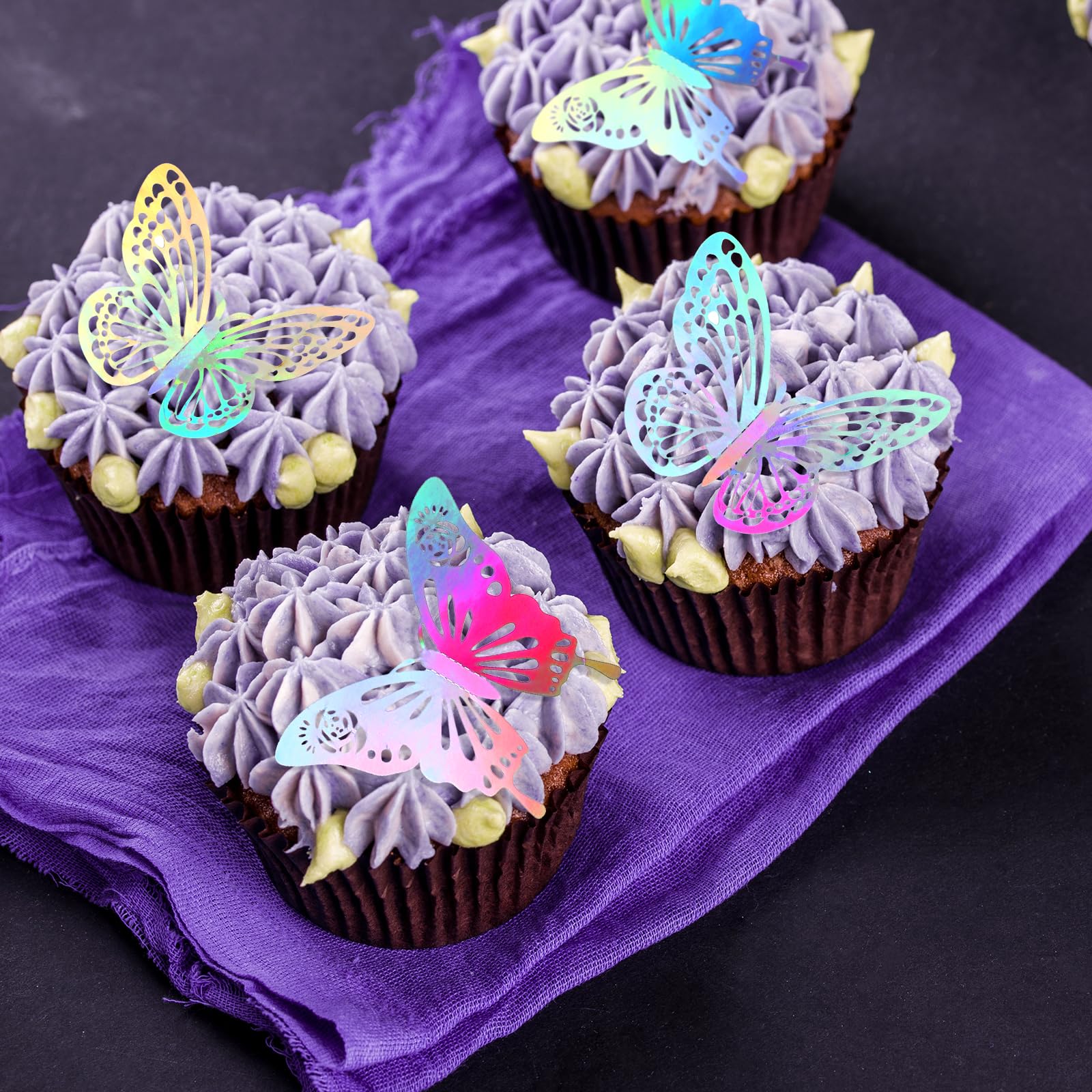 Skrfren 3D laser butterfly cake-topper adds delicate shimmer to desserts.