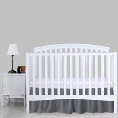 SKY BEDDINGS dark-grey crib skirt with four-side split corners ensures a neat fit.