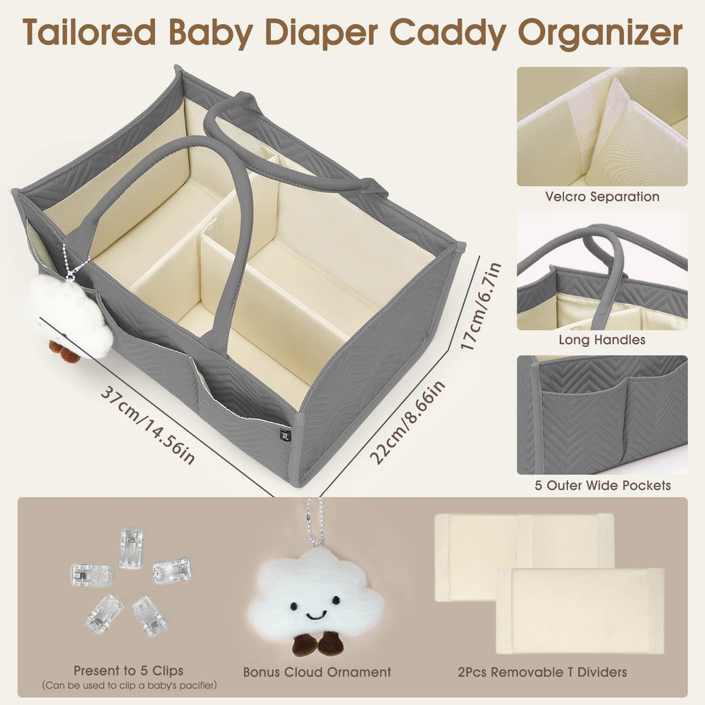 Skycase caddy with removable dividers keeping newborn items organized