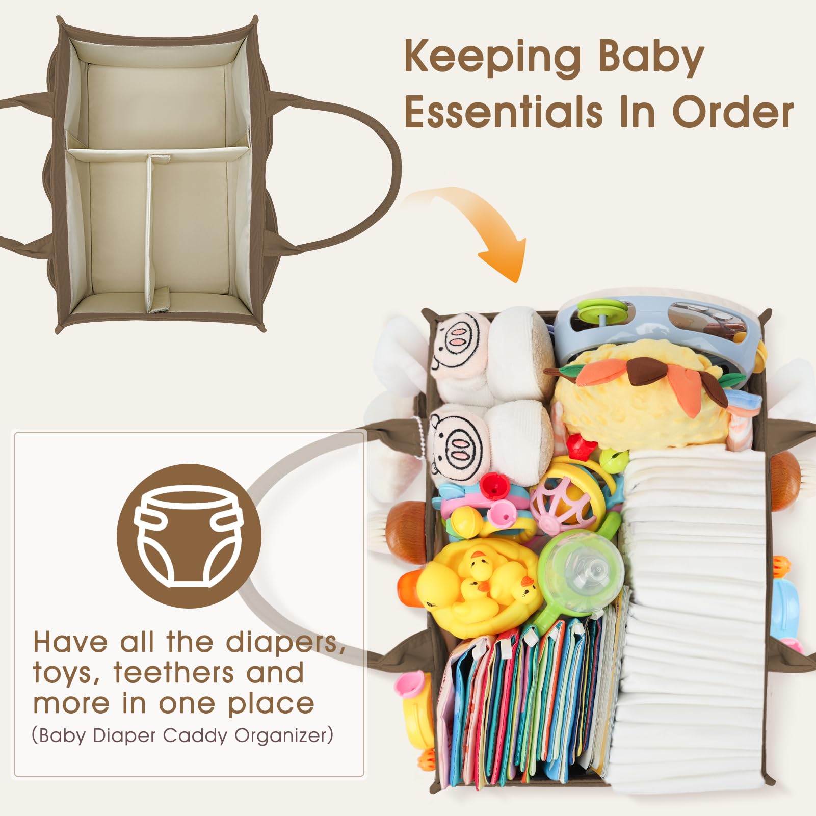 Skycase diaper caddy exterior pockets offer quick access to wipes and bibs.