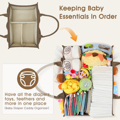 Skycase diaper caddy exterior pockets offer quick access to wipes and bibs.