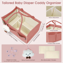 Skycase large diaper caddy exterior pockets hold creams, bibs, and toys within reach.