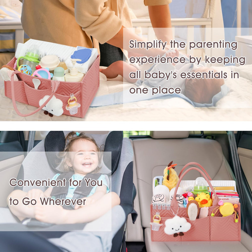 Skycase large diaper caddy with handles makes carrying between rooms effortless.