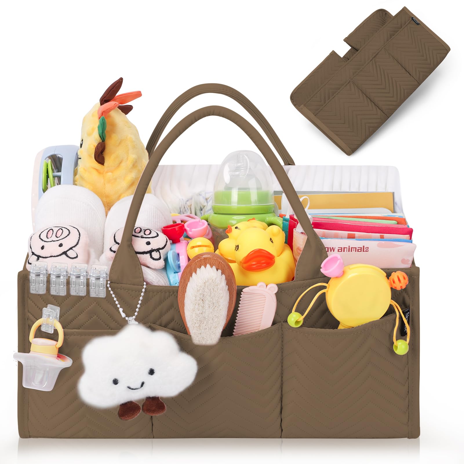 Skycase diaper caddy on-the-go design keeps newborn essentials organized while traveling.