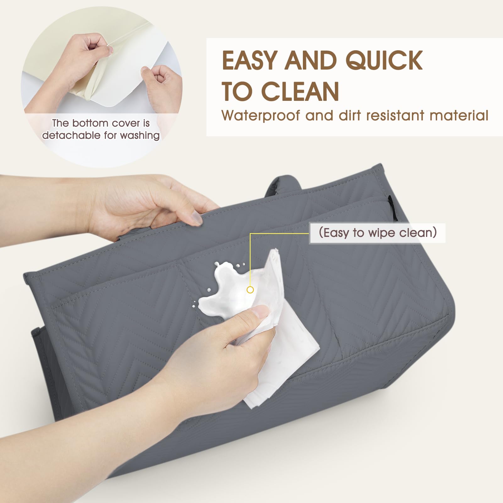 Skycase diaper caddy uses soft material that stays sturdy even when lightly loaded.