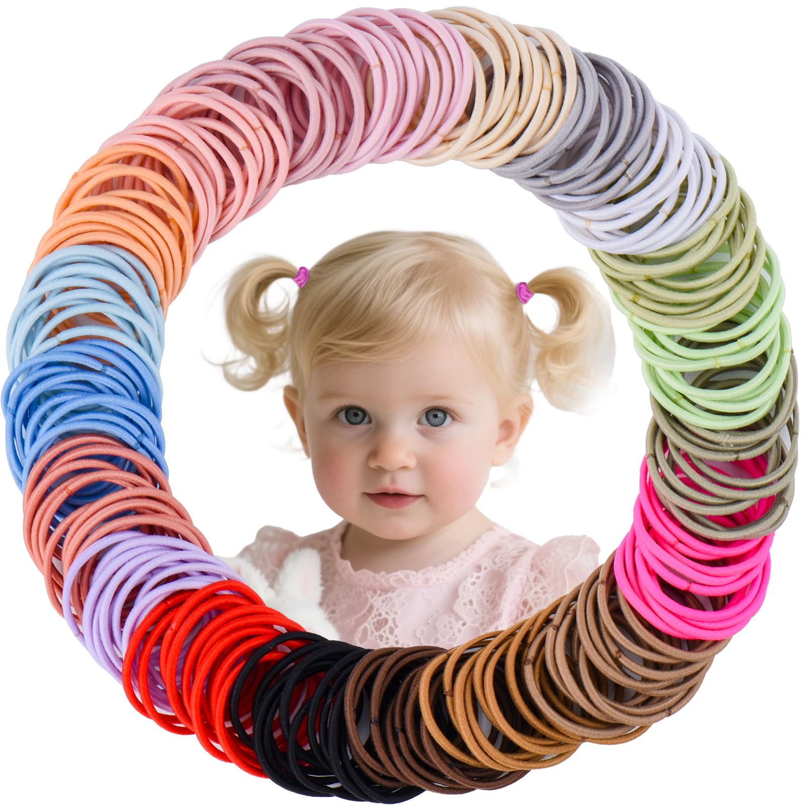 SKYii baby hair ties colorful pack for quick gentle ponytails.