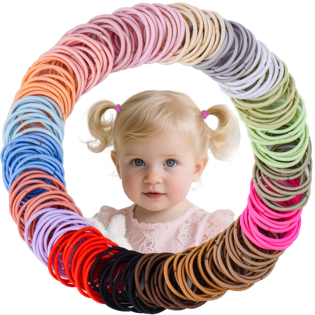 SKYii baby hair ties colorful pack for quick gentle ponytails.