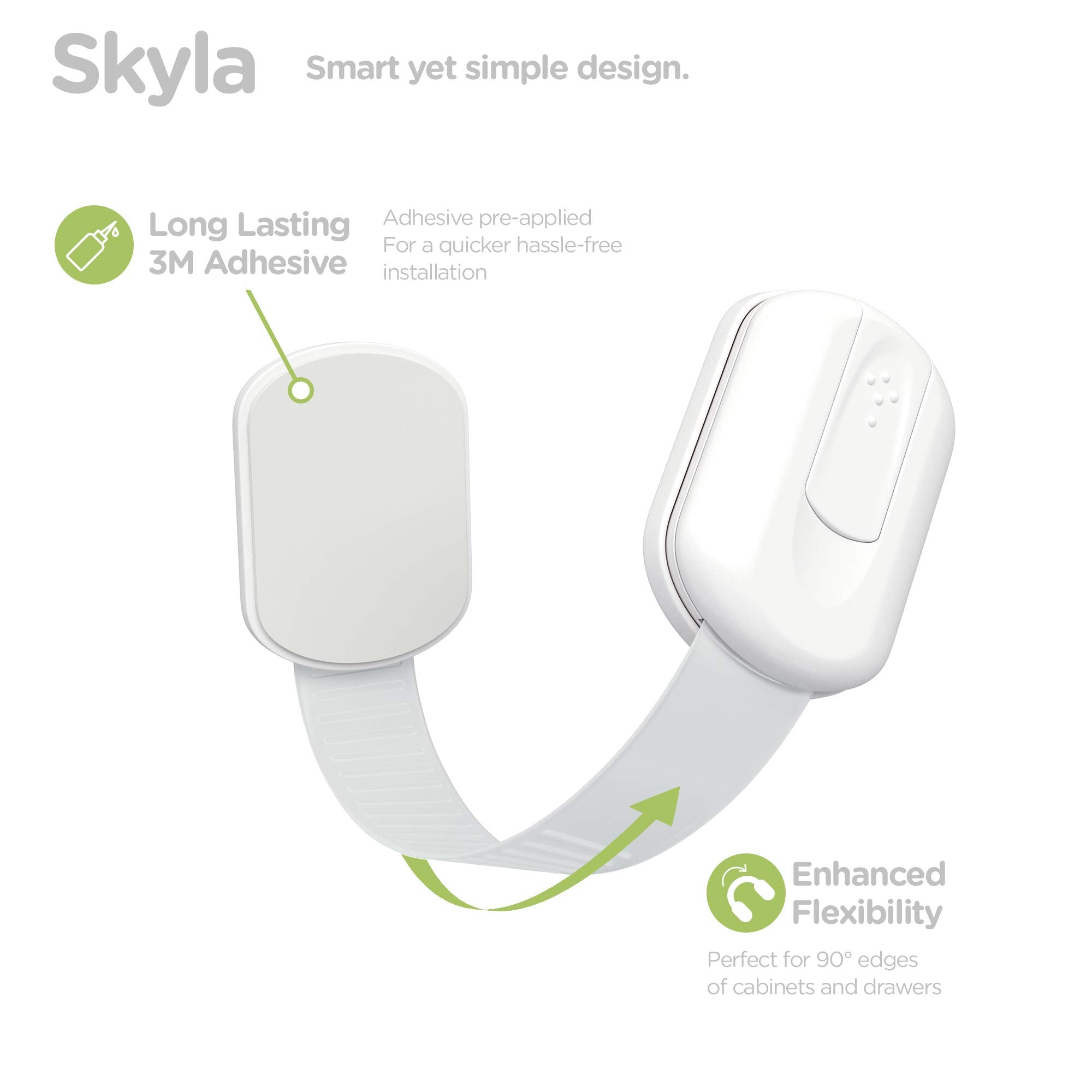 Skyla Homes cabinet latch mounted inside a kitchen cabinet for child-safety