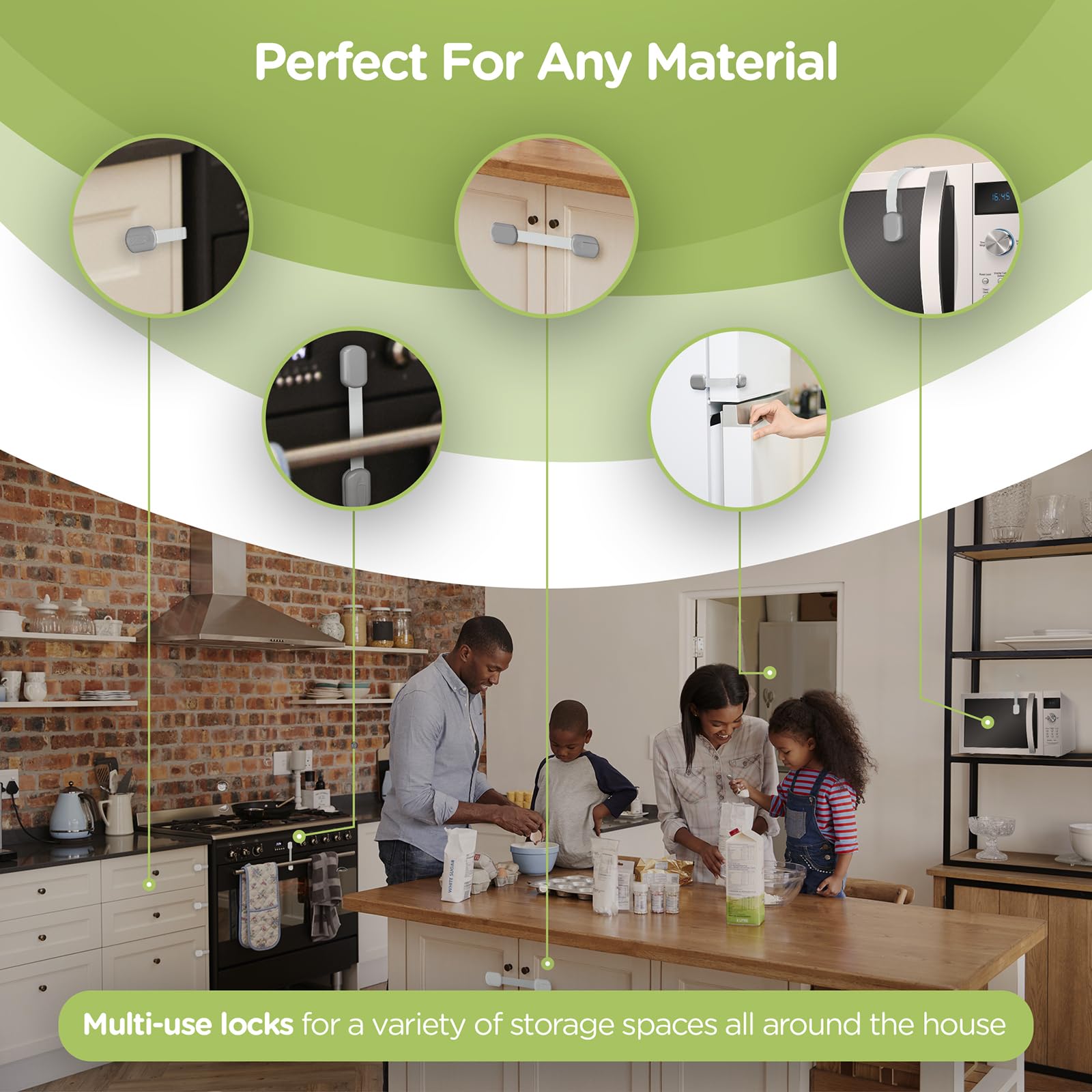 Skyla Homes oven-door lock fastened with adhesive protection for curious kids around heat
