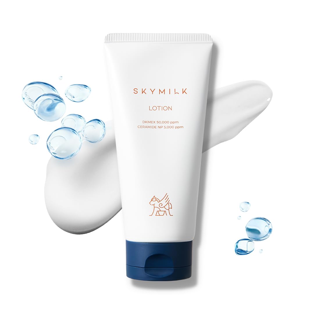 SKYMILK Ceramide Lotion bottle shows deep hydration for sensitive skin