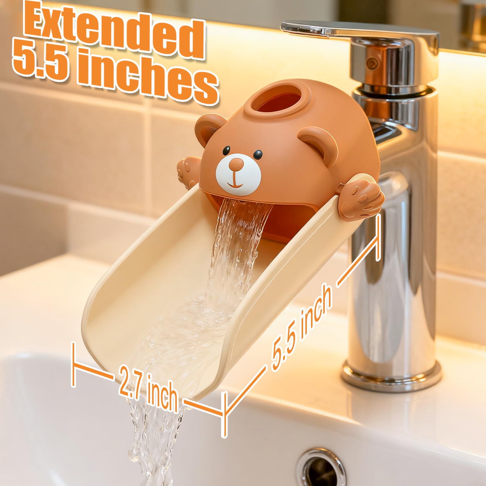 Skyroku faucet extender temperature sensor visual demonstrates heat-aware cue.