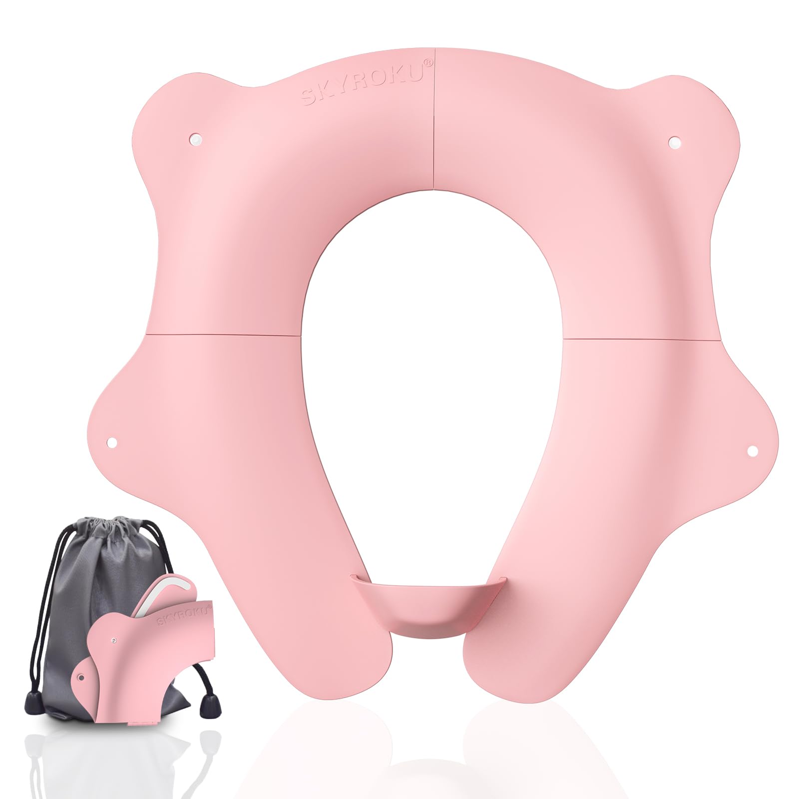 SKYROKU foldable seat in flat-fold view for travel convenience.