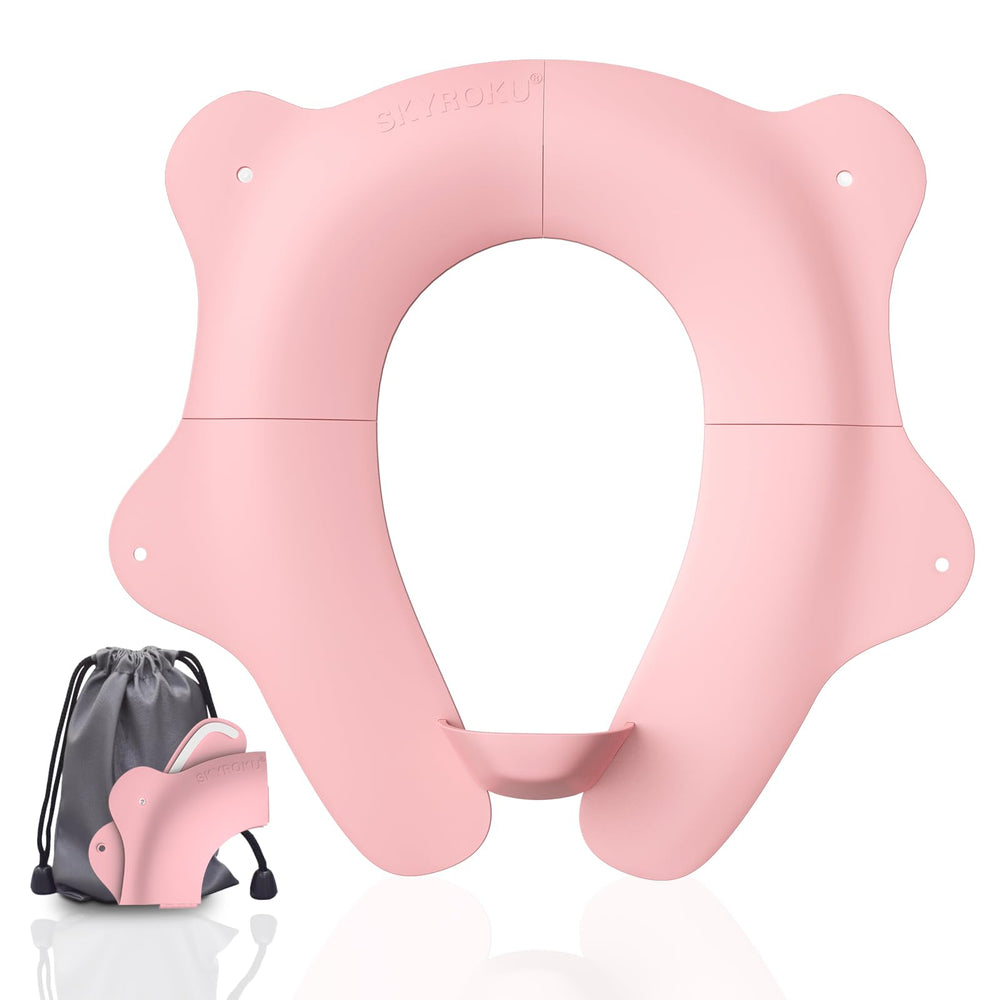 SKYROKU foldable seat in flat-fold view for travel convenience.