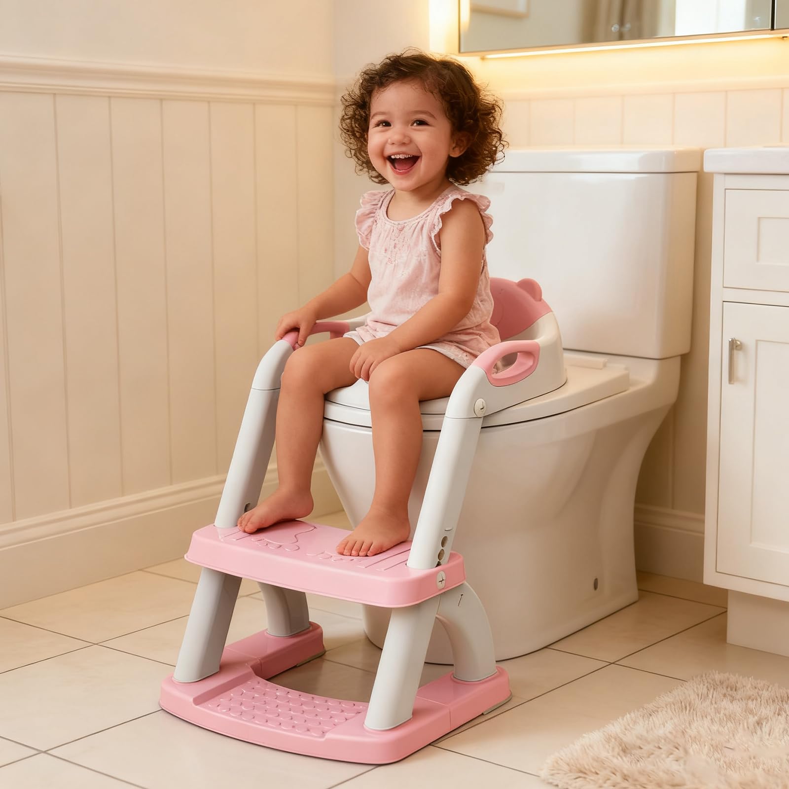 SKYROKU potty seat stabilized base prevents wobble during every sit.