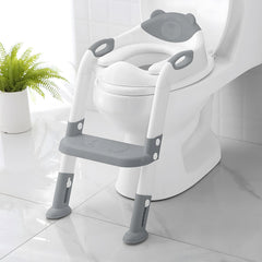SKYROKU potty training seat front view in grey for easy toddler toilet access.