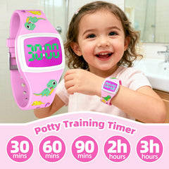 Skyroku Potty Watch silicone band is gentle on toddler skin.