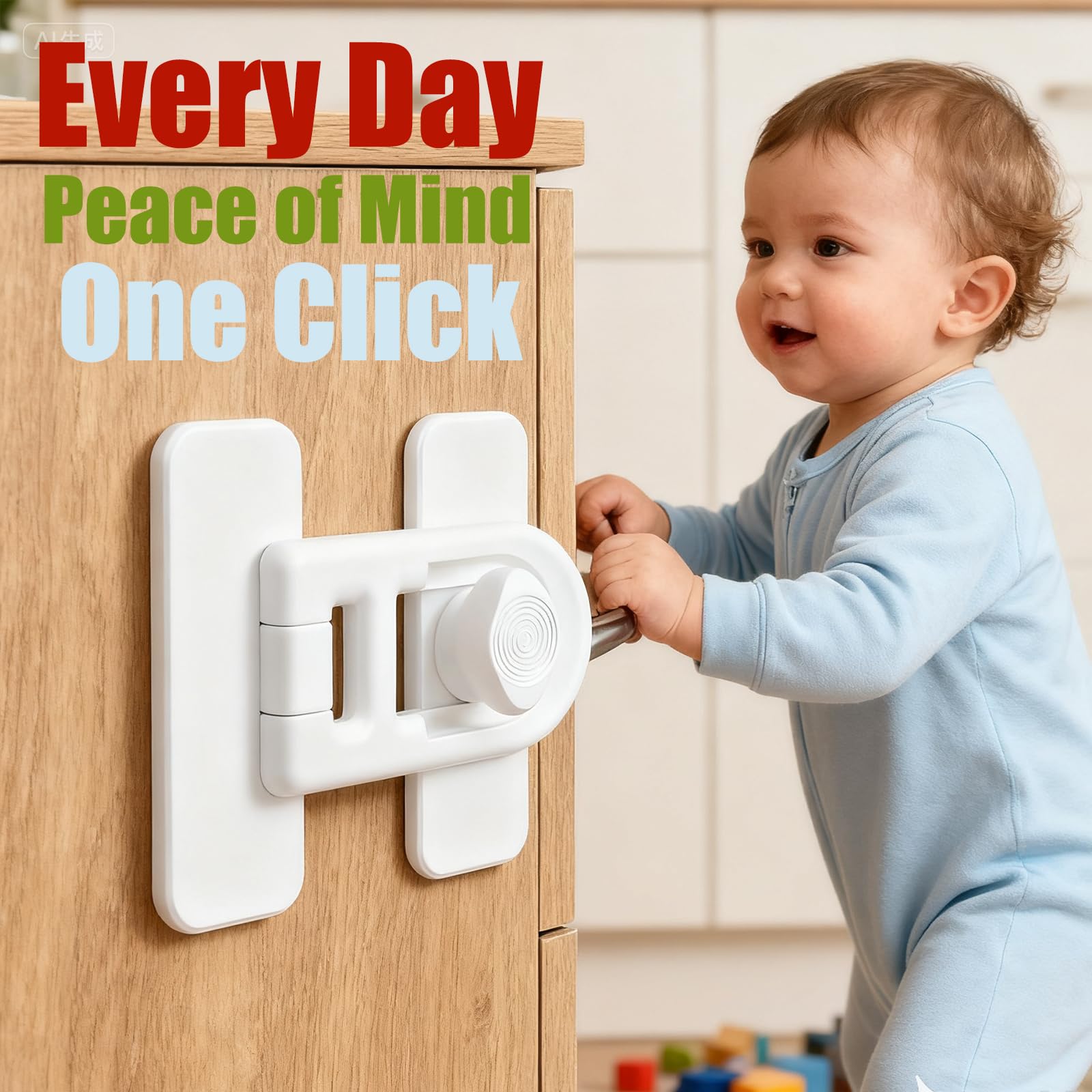 SKYROKU rotating-latch close-up highlights toddler-proof design