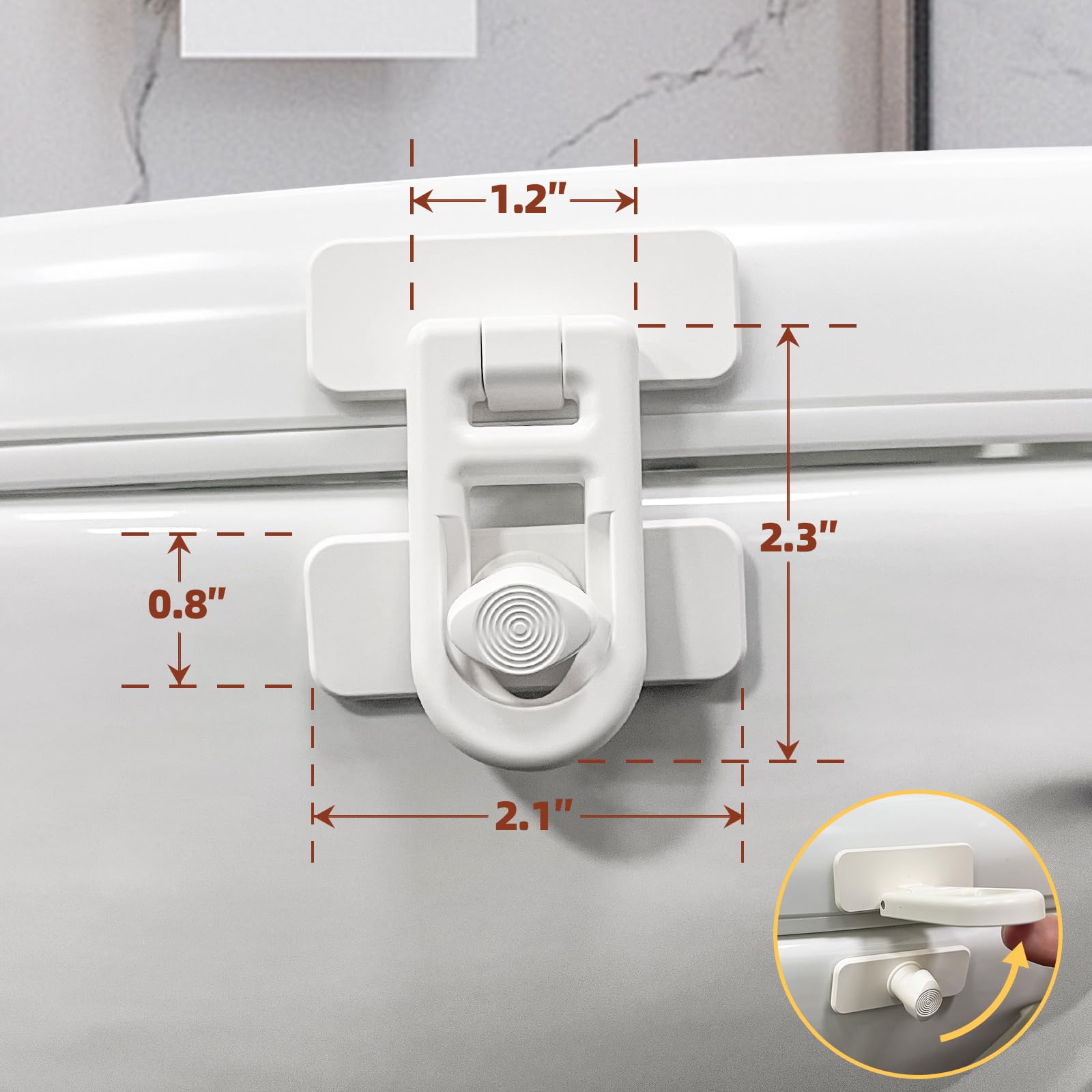 SKYROKU toddler-proof-lock-in-use shown on cabinet to reduce hazards