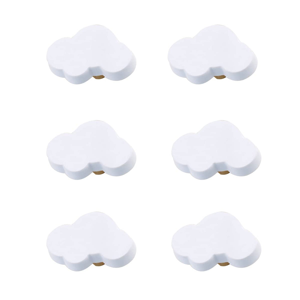 Skyscraper cloud knob in white soft rubber for safe kid-friendly furniture.