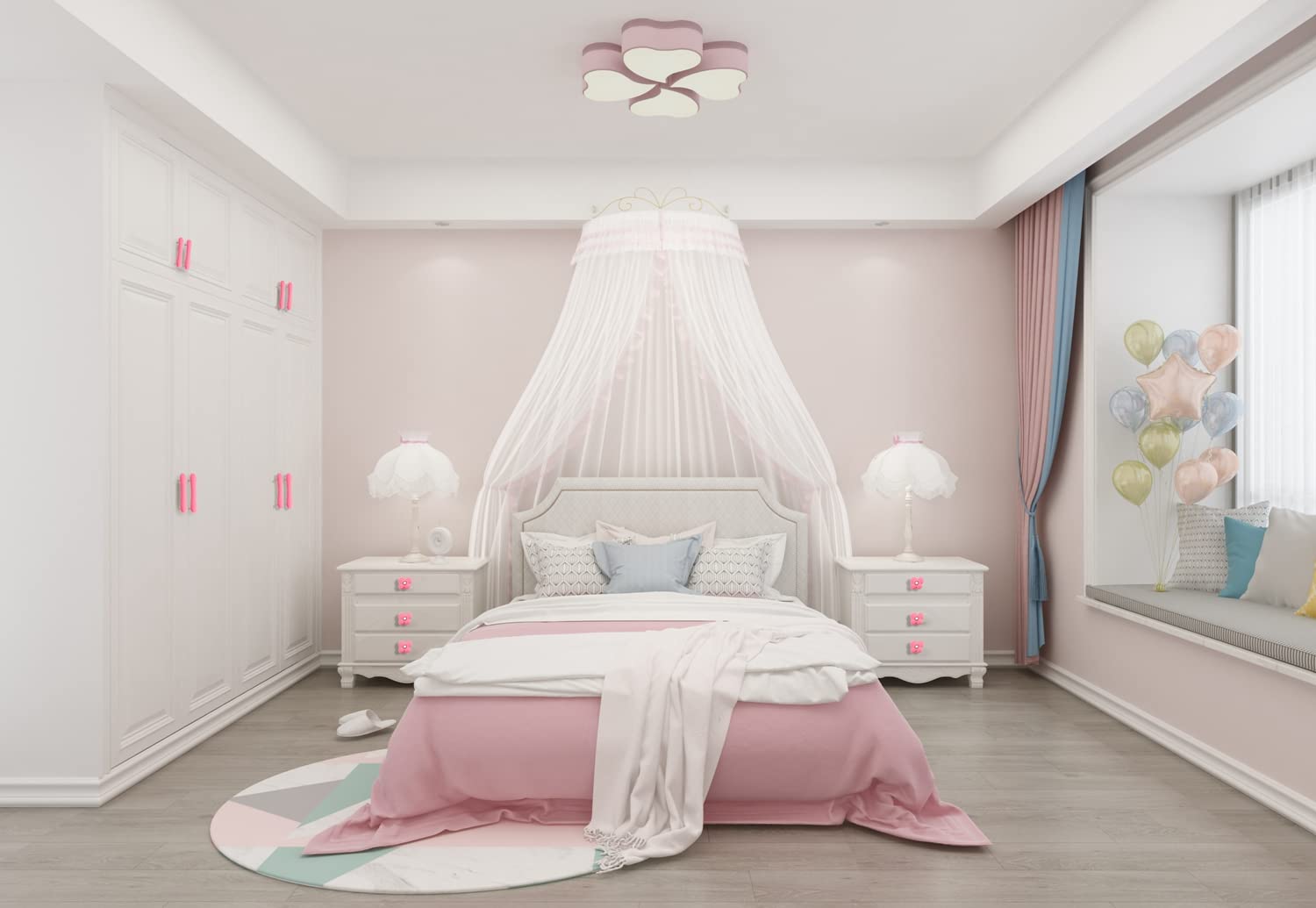 Skyscraper kids-room decor knob adds playful touch to toy organizers.