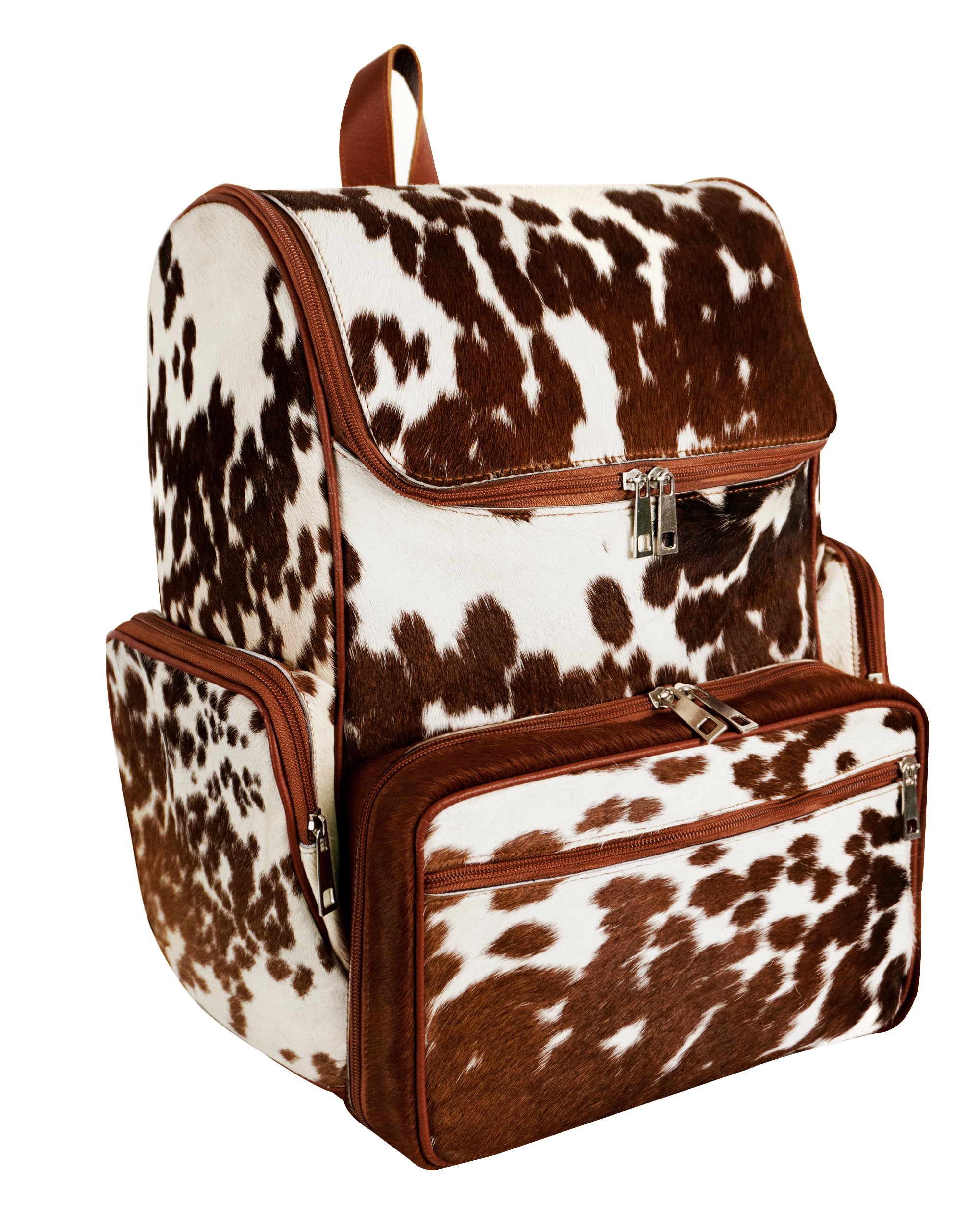 Skyseller leather diaper bag backpack cow print for on-the-go parents