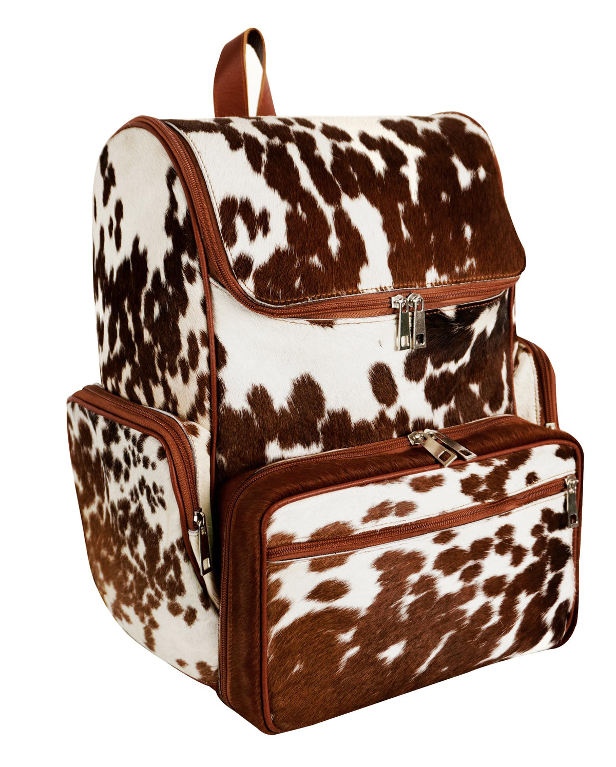 Skyseller leather diaper bag backpack cow print for on-the-go parents