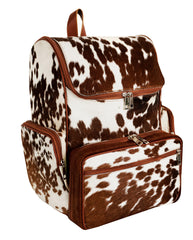 Skyseller leather diaper bag backpack cow print for on-the-go parents