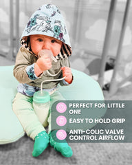Skywin TidyFriend anti-colic vent system reduces air intake during feeds.
