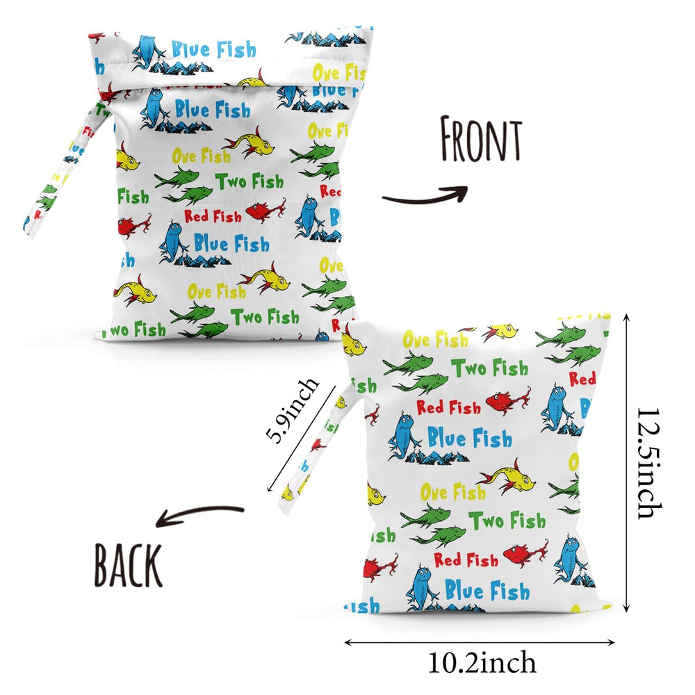 Sldpngo waterproof wet bag fish pattern open view showing space for cosmetics