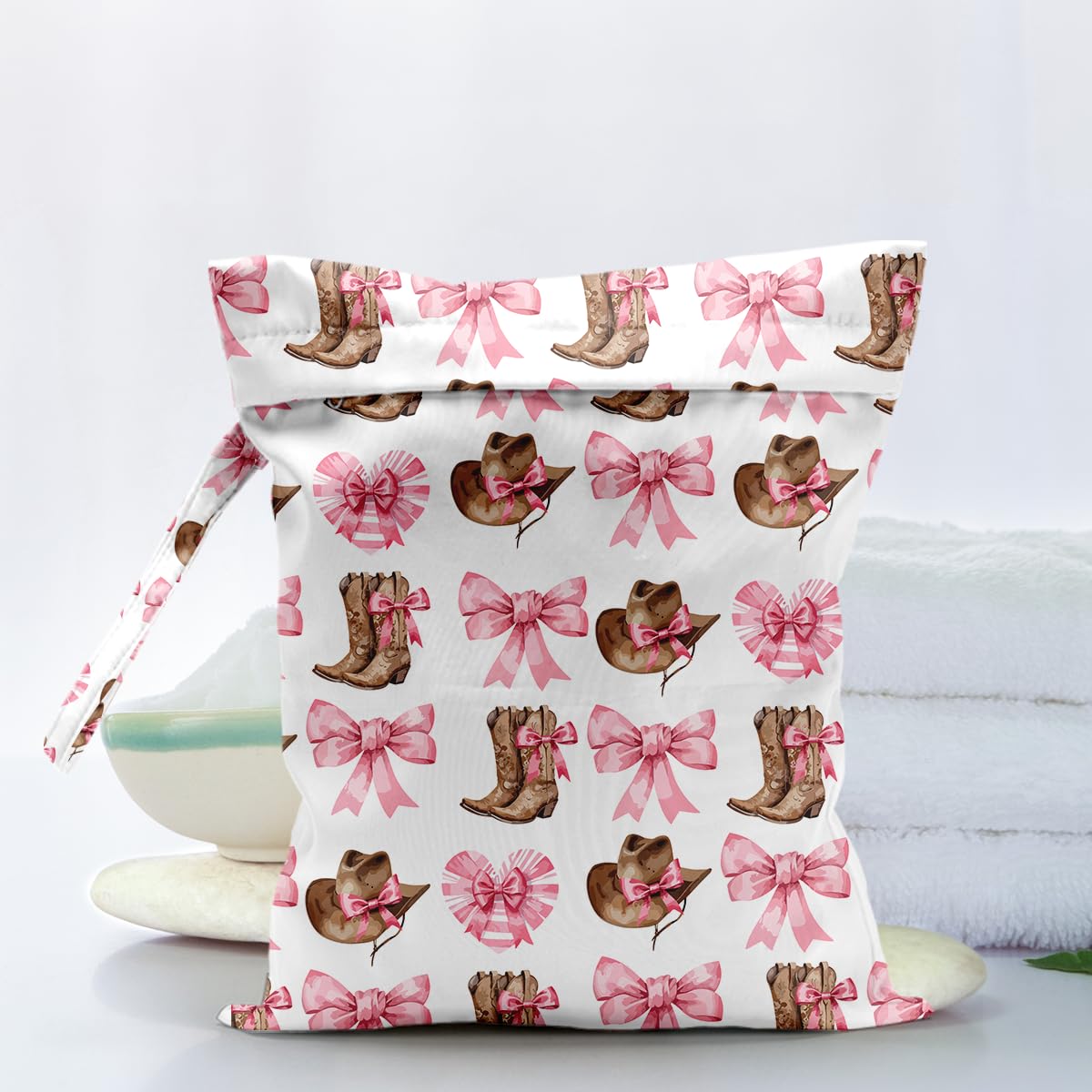 Sldpngo pink bow pattern design for swimsuits