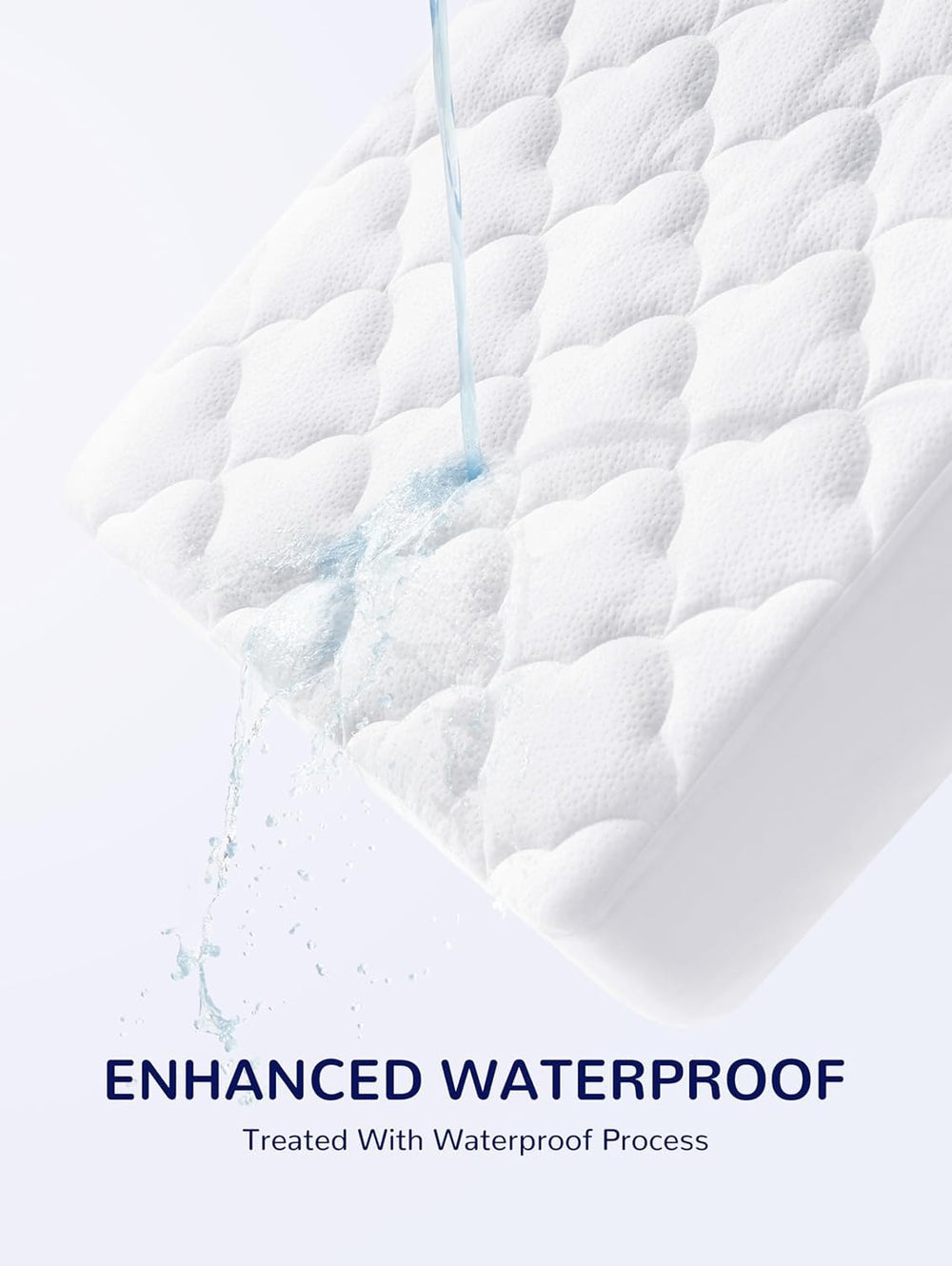 SLEEP ZONE protector 4-layer waterproof backing demonstrates leak protection for overnight use