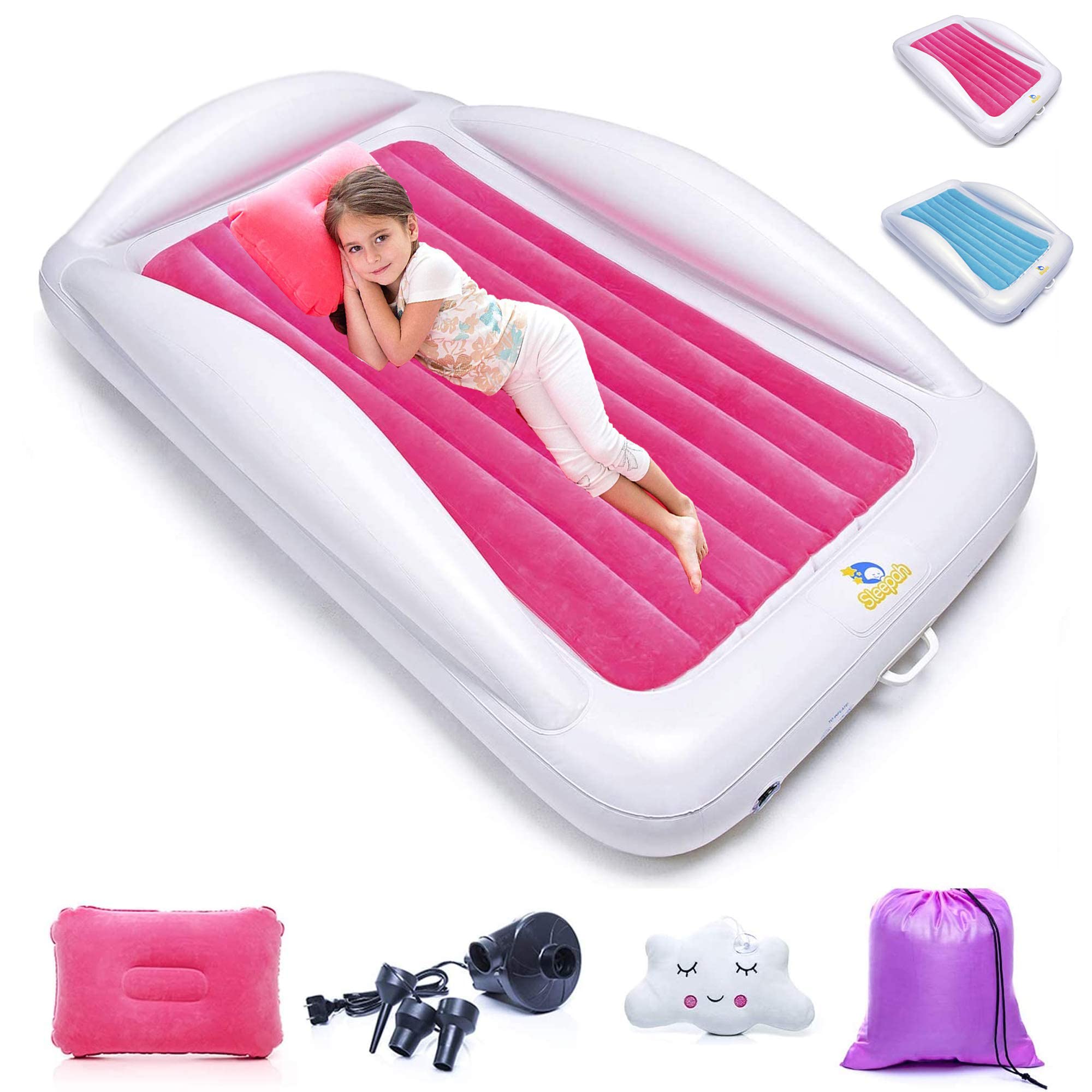 Sleepah coral inflatable bed measures 61x40x12 inches for standard bedding.