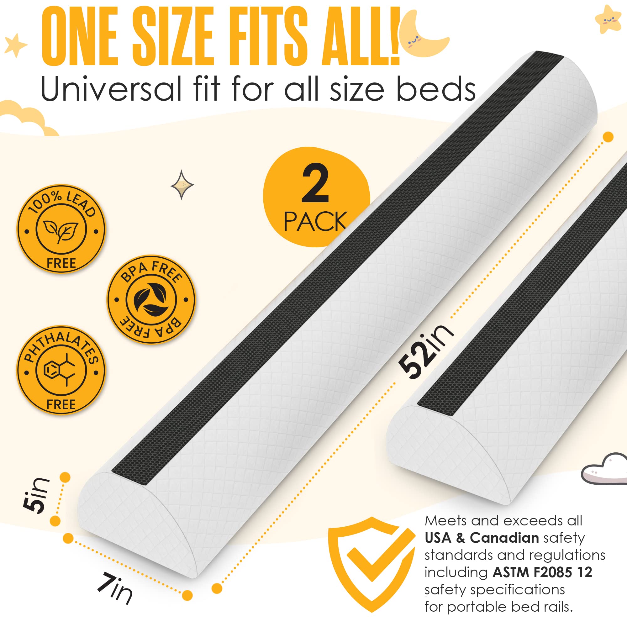 Sleepah bed rail features soft plush fabric and memory foam for gentle nightly support
