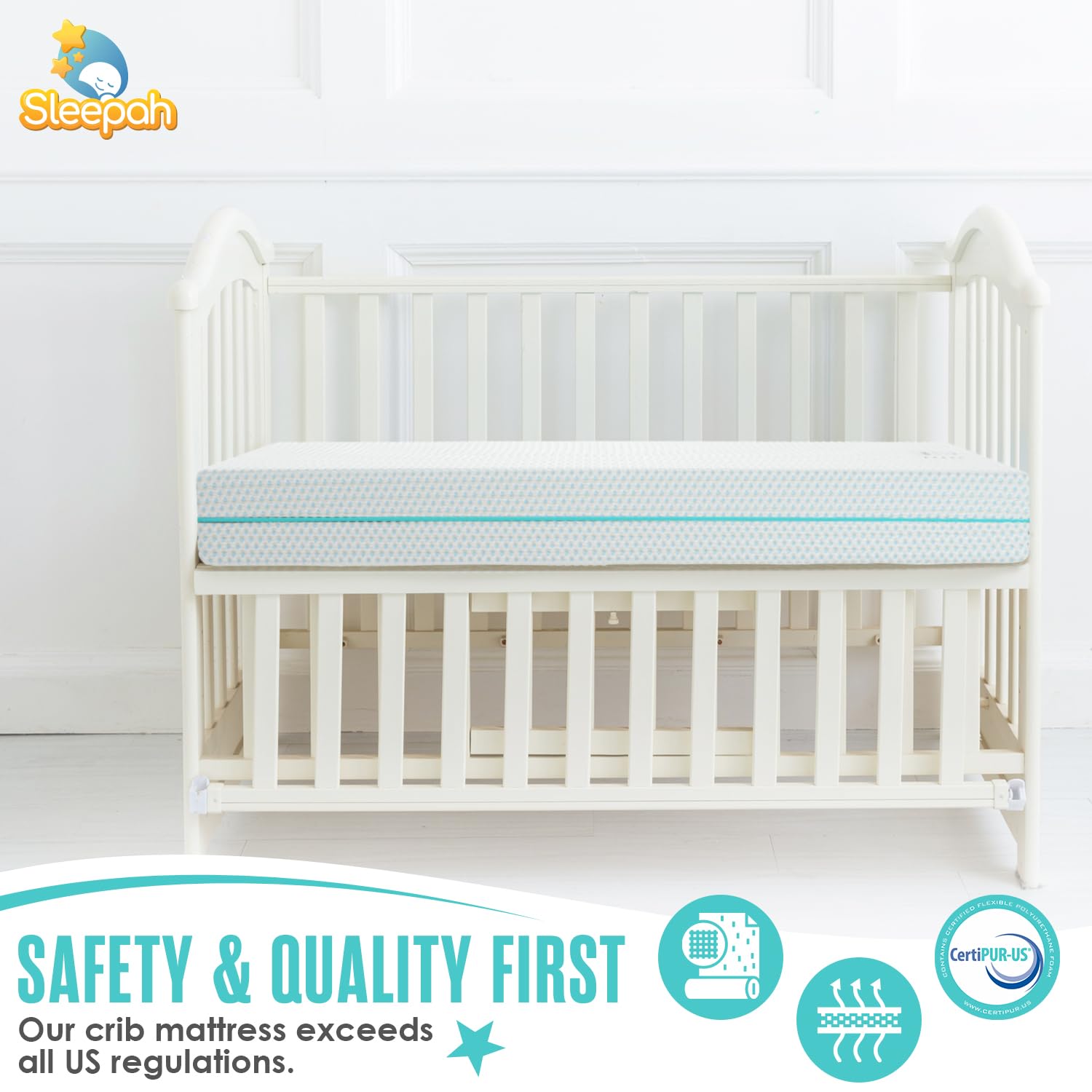 Sleepah breathable cotton cover close-up with chemical-free comfort.
