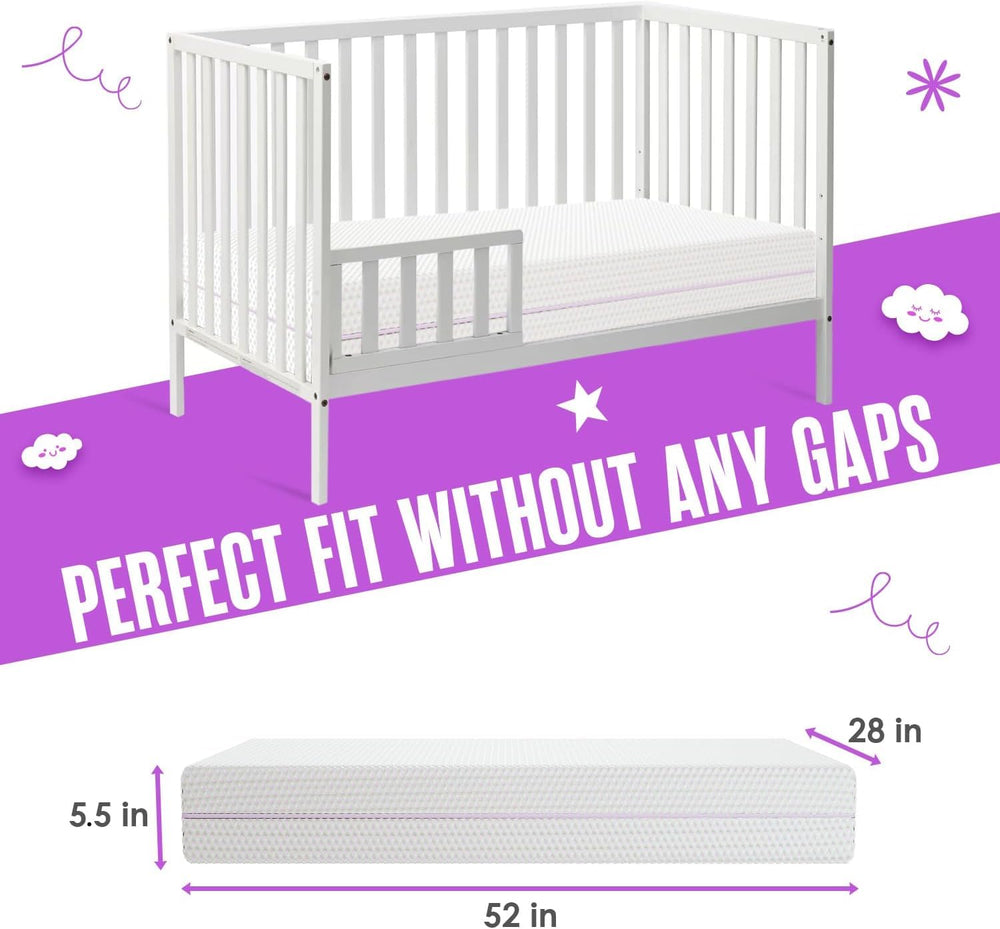 Sleepah dual-sided memory foam core indicates baby to toddler transition