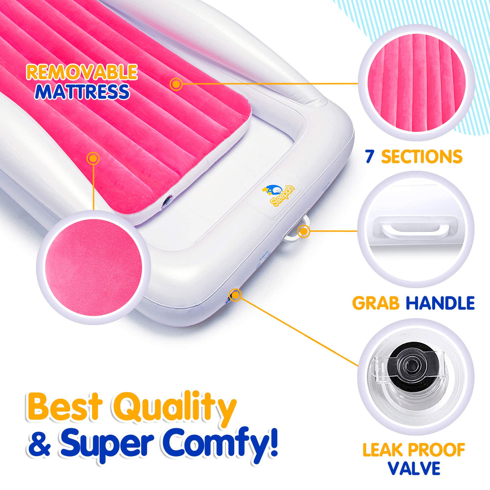 Sleepah included pillow adds soft head support on the go.