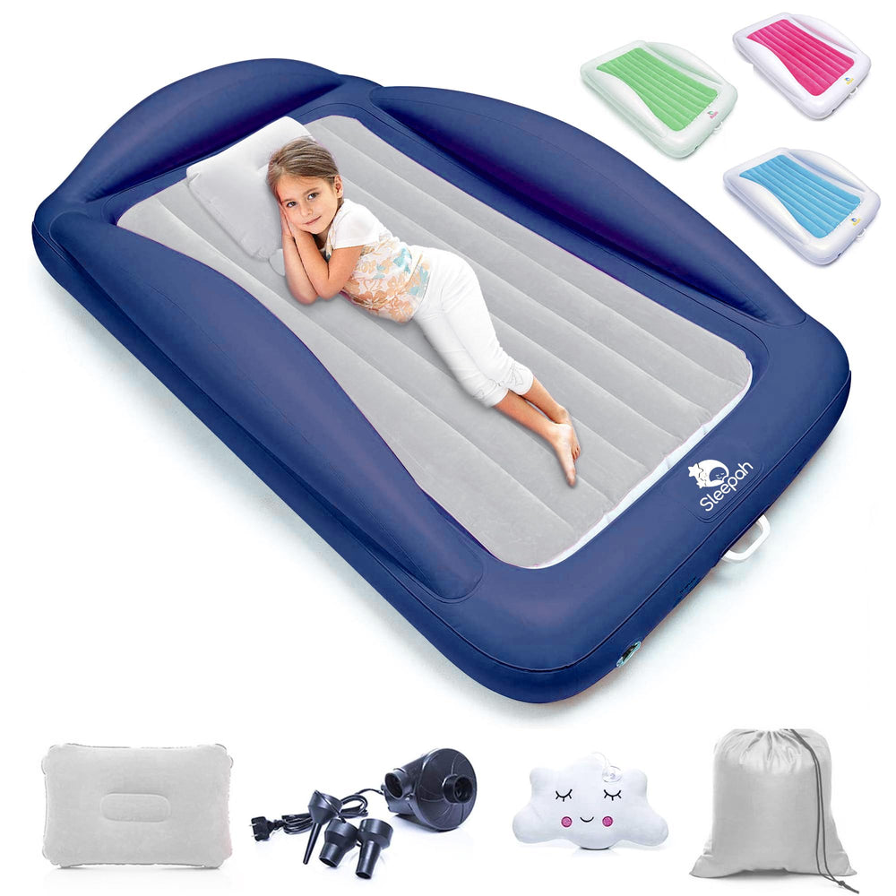 Sleepah toddler travel bed with safety rails keeps child snug during trips