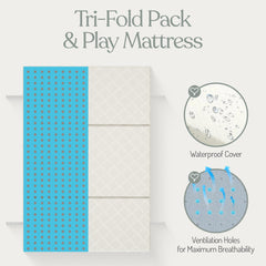 Sleepah tri-fold mattress compact-fold view highlights portable travel-friendly design.