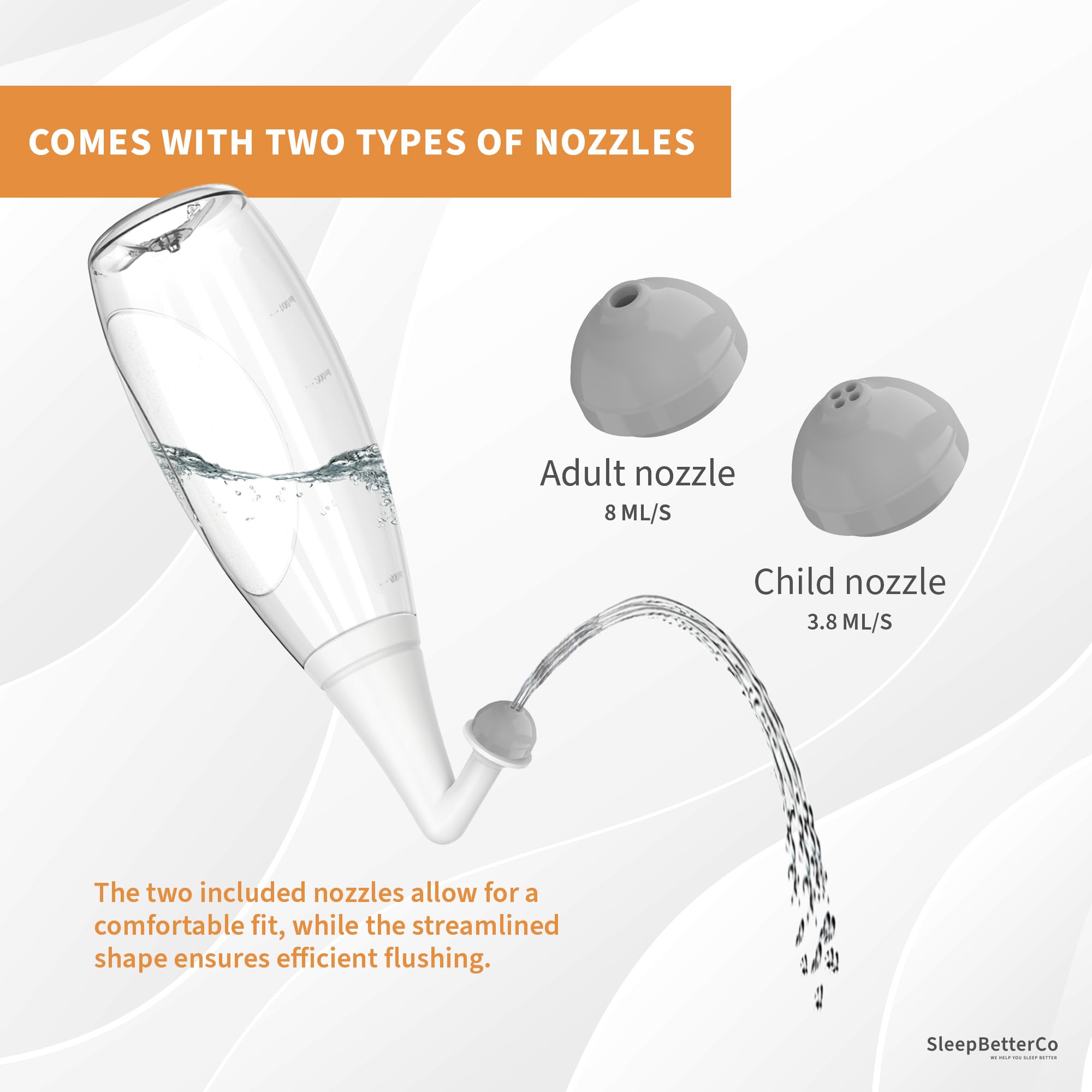 SleepBetterCo dual tips closeup for adult and kid-friendly nasal rinsing.