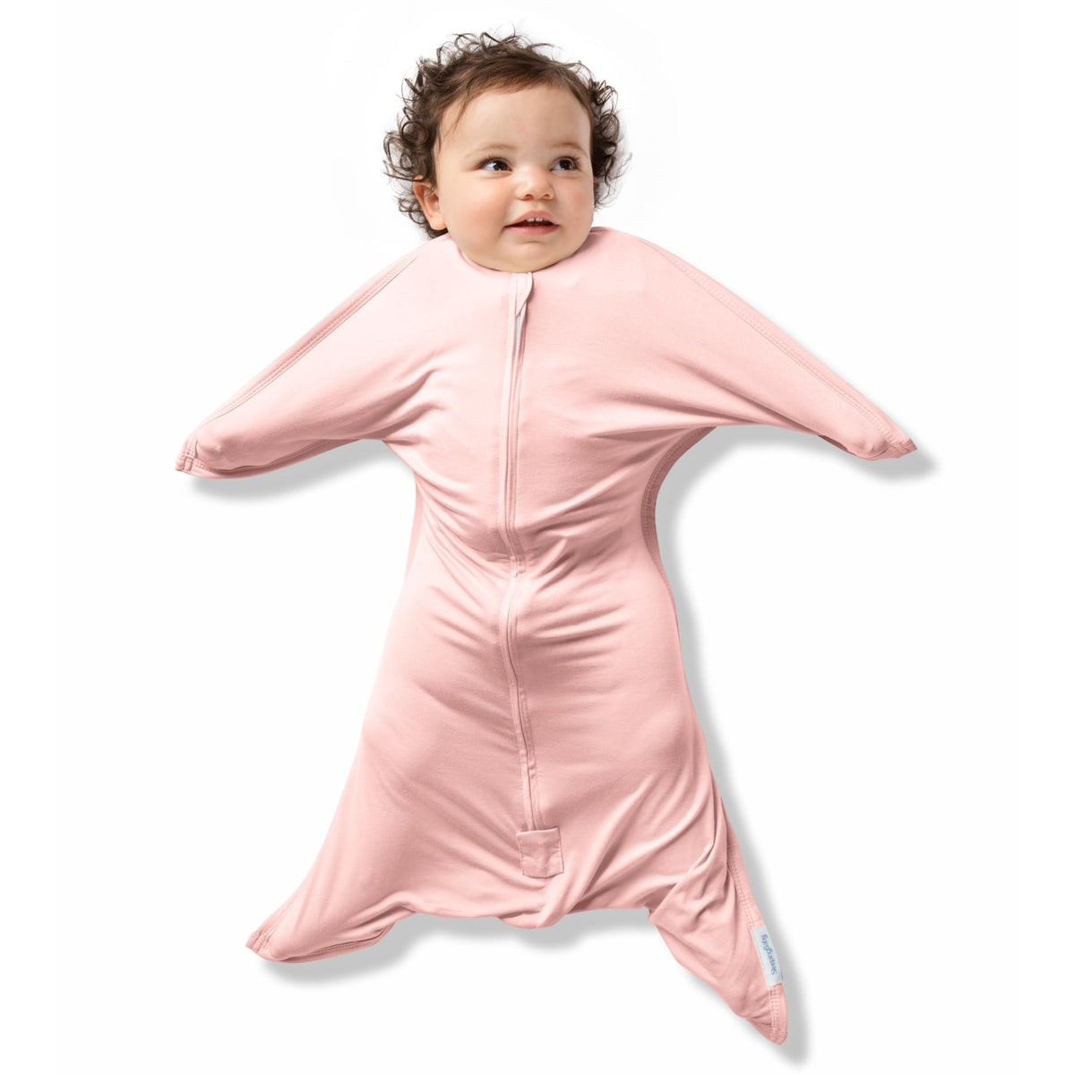 SleepingBaby Bamboo Zipadee-Zip front view in dusty rose offers secure sleep.