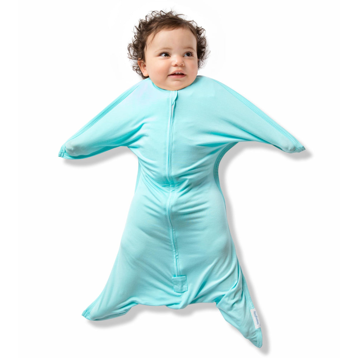 SleepingBaby Bamboo Zipadee-Zip sea glass fabric closeup shows soft, breathable weave for cooling comfort.